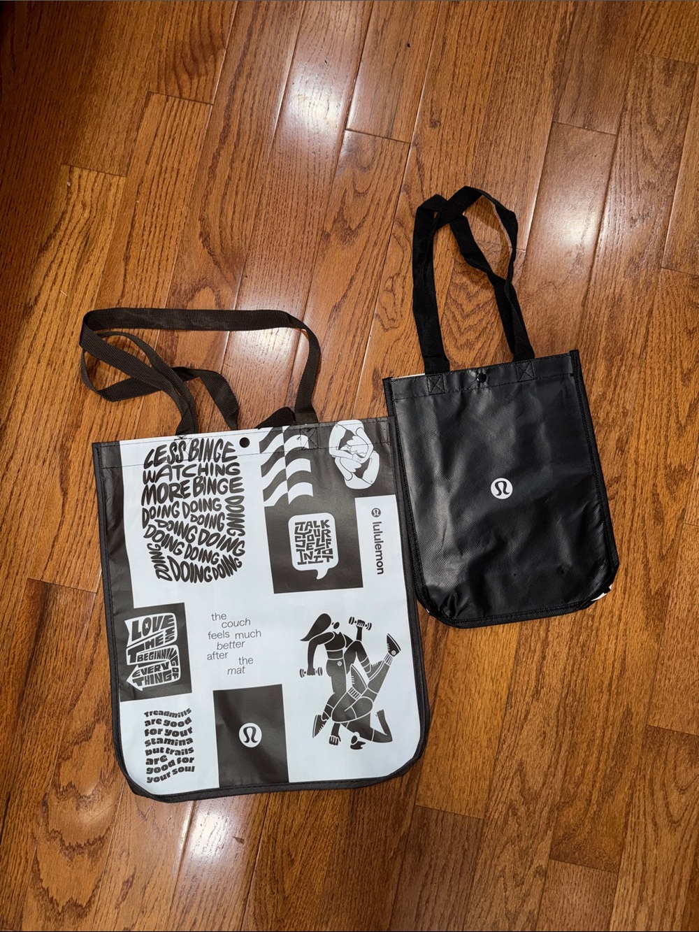lululemon athletica Black & White Graphic Tote and Small Carry Bag